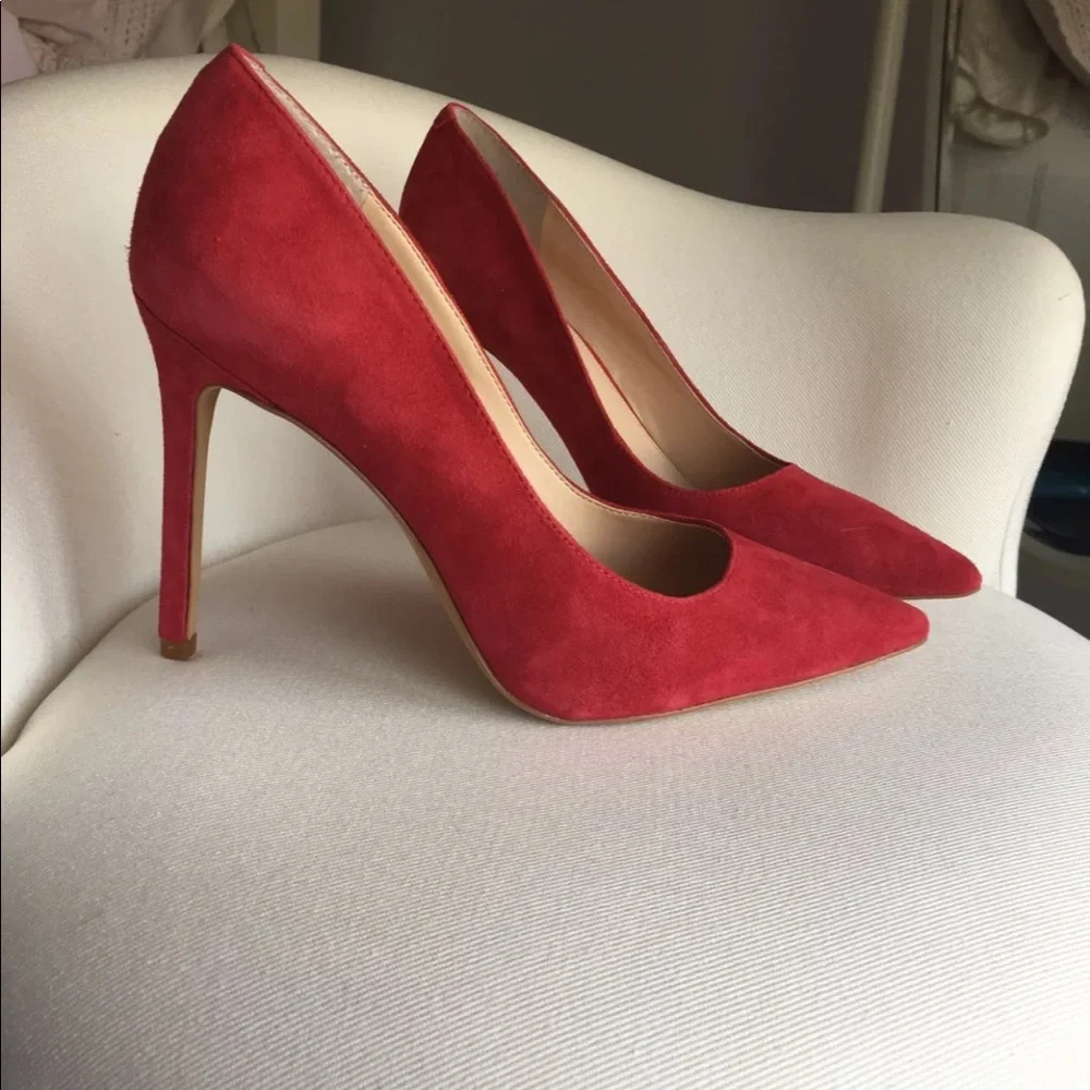 Vince Camuto Red Suede Pointed-Toe Stiletto Pumps